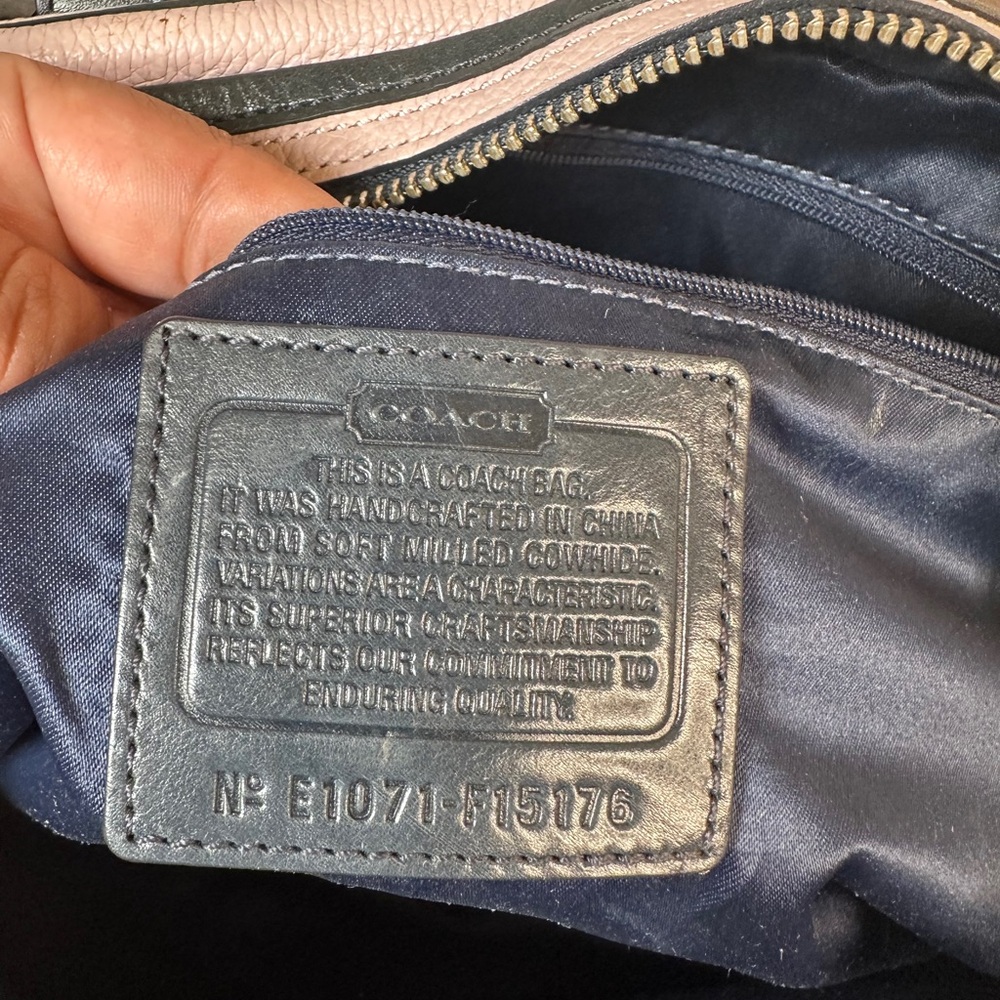 Coach Pink and Navy Satchel with Structured Design - Picture 9 of 17